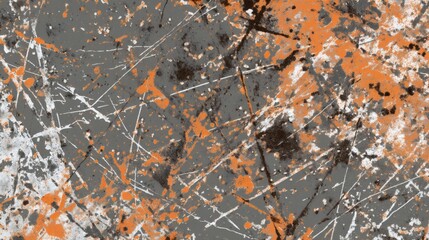 Abstract Dotted Texture with Gray, White, Black, and Orange Splatter Overlays