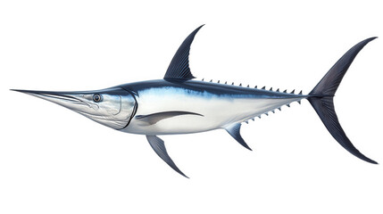 Obraz premium a stylized illustration of a marlin. showcasing its elongated body. pointed snout. and prominent dorsal fin. set against a plain background it is likely intended for educational or illustrative purpos