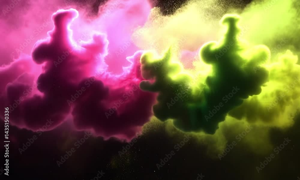 Canvas Prints underwater neon paint dispersion with ink like motion and ethereal light effect made with generative