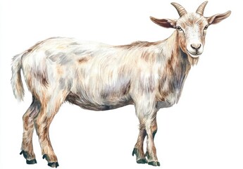 Obraz premium Detailed Illustration of a Light Brown and White Goat