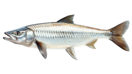 detailed illustration of a fish. showcasing its streamlined body. shiny scales. and distinct fins the fish is depicted in a side view against a plain background. highlighting its anatomical features f