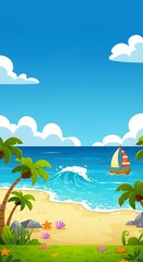 Fototapeta premium Tropical Seascape: Sun-Kissed Shores AI Generated