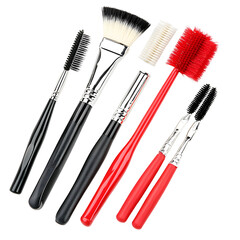 A collection of various makeup brushes arranged neatly, showcasing different sizes and bristle types for diverse applications