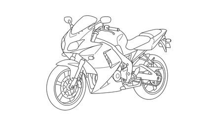 Obraz premium Motorcycle Sport Outlined colouring page black and white for kids with white background