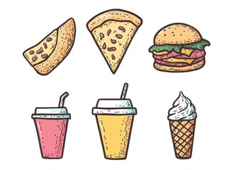 Hand-drawn fast food illustrations