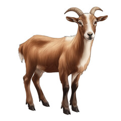 Obraz premium a realistic illustration of a goat. showcasing its distinct features such as its brown fur. curved horns. and friendly expression this representation highlights the goat's role in agriculture and natu