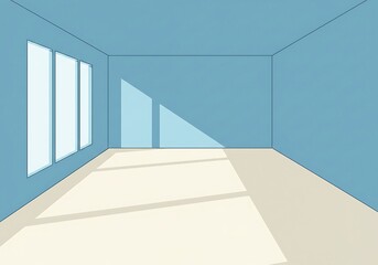 Obraz premium Azure Room, Sunlit Stillness AI Generated