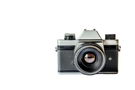 a classic camera with a sleek design. featuring a prominent lens and a textured body. ideal for photography enthusiasts the artistry and functionality of vintage cameras. evoking nostalgia for film ph