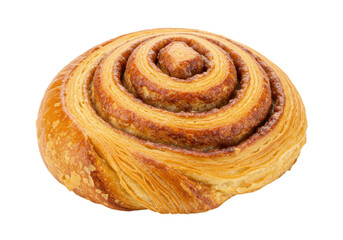 Fototapeta premium Delicious cinnamon roll pastry isolated on white background