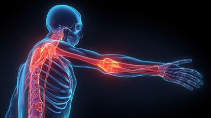 Rotator Cuff Injury in Human Anatomy Illustration