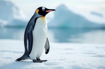 Fototapeta premium Image of an Emperor penguin standing majestically in its natural habitat
