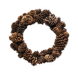Obraz premium Pinecone Wreath for Holiday and Christmas Decor - Isolated on White Background