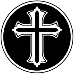 Obraz premium Decorative Cross Icon on Black Background 