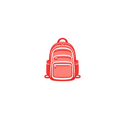Red backpack school bag illustration for kids and students back to school supplies and travel gear vector art