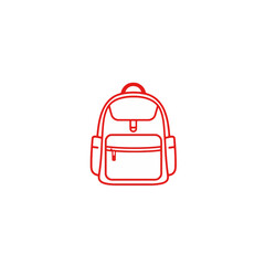 Red backpack outline vector illustration school bag travel rucksack isolated on white background design graphic