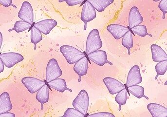 Fototapeta premium Lavender Flutter: Gold Dust Dream AI Generated