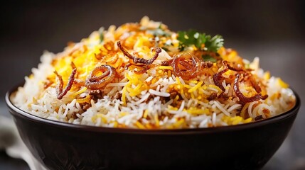 Aromatic rice dish with fried onions & herbs