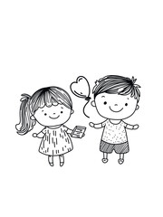  Happy kids in cartoon style