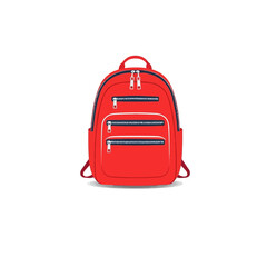 Red backpack school bag travel rucksack fashion accessory college student style trendy design isolated vector image
