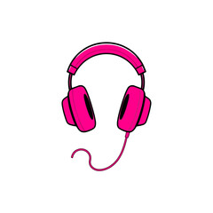 Pink headphones illustration for music lovers and audio enthusiasts for listening experience and entertainment