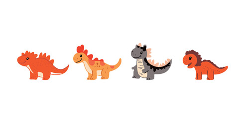 Fototapeta premium Set of happy dragons in vector style