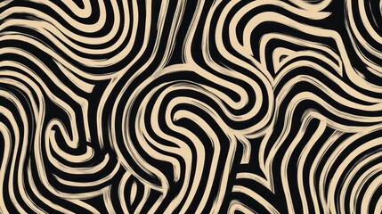 Abstract Swirls: A Beige and Black Whimsical Design