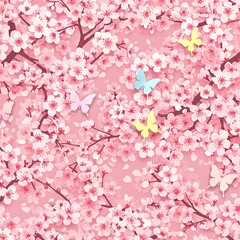 Fototapeta premium Pink Blossom Dance AI Generated