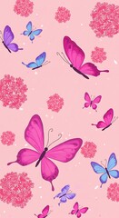 Pink Flutter: Butterfly Dance AI Generated