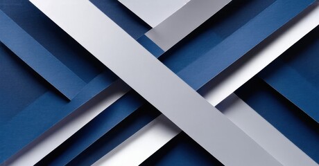 Paper cutout of intersecting sharp lines forming abstract symbol deep navy and bright silver symbolizing modernity and sharpness