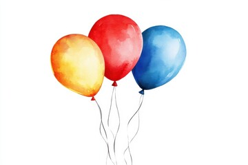 Vibrant trio of red, blue, and yellow balloons against white background