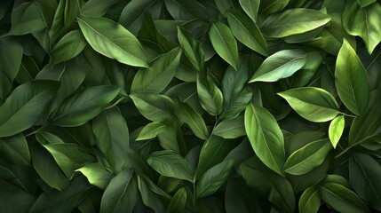 Lush Green Leaves with Golden Speckles A Textured Natural Background