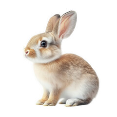 Obraz premium a cute. realistic illustration of a rabbit sitting gracefully. showcasing its soft fur and large ears against a plain background. emphasizing its adorable features