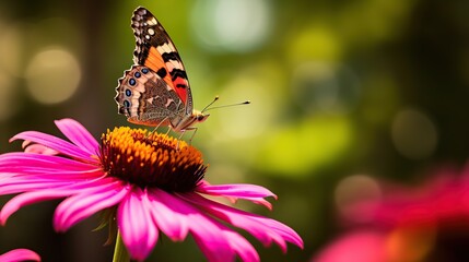 Obraz premium Butterfly on Pink Flower