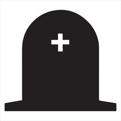 Halloween haunted coffin silhouette, minimalist vector