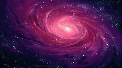 Enchanting purple galaxy illustration filled with stars and cosmic elements evoking a sense of wonder and beauty