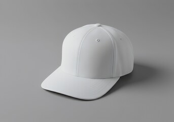 Fototapeta premium White Baseball Cap on Gray Background for Mockup Display