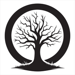 Halloween tree silhouette, minimalist vector