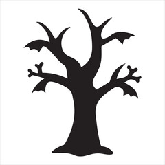 Fototapeta premium Halloween tree silhouette, minimalist vector