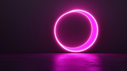 Pink Neon Circle with Dark Room. (1)