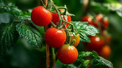 Obraz premium cherry tomatoes in the garden