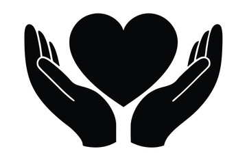 heart in hands vector icon