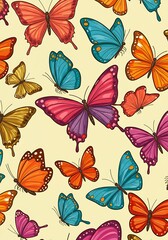Butterflies in Flight: A Vibrant Tapestry AI Generated