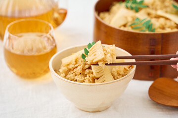 春の味覚 筍ご飯（たけのこご飯）