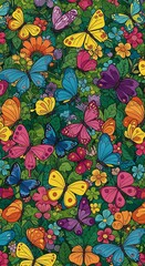 Flutter of Joy: A Rainbow of Wings AI Generated