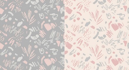 Abstract Floral Brushstrokes: Seamless Pattern Duo AI Generated