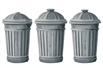 Gray outdoor trash cans