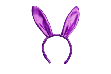 Purple Satin Bunny Ears Headband on Transparent Background, PNG