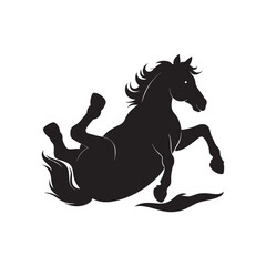 Rolling Horse Silhouette Vector Art