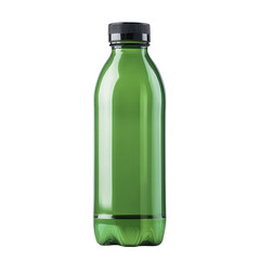 clear green plastic bottle with a black screw-on cap. designed for holding beverages its sleek and modern design suggests it could be used for water. juice. or other drinks. emphasizing functionality