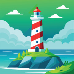 Lighthouse on rock stones